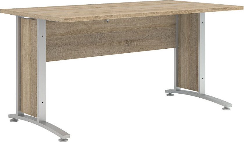 Prisme skrivebord D eik struktur dekor og sølvgrå stål.