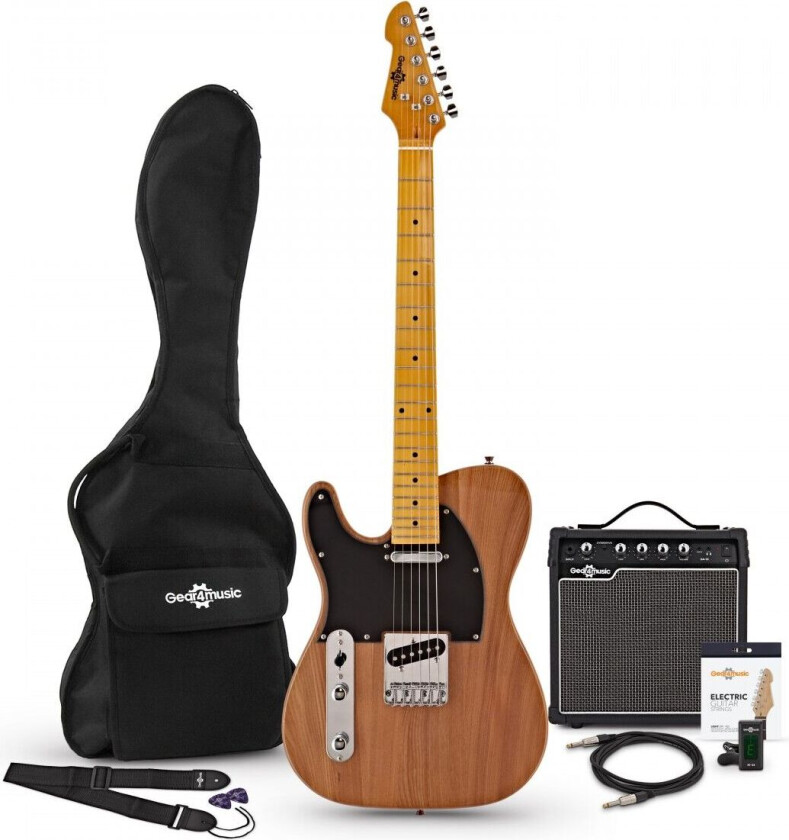 Gear4Music Knoxville Venstrehendt Gitar + Forsterkerpakke Natural