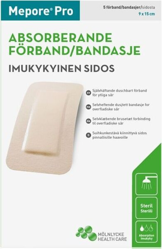 Bilde av Pro dusjtett selvheftende kompress, Steril, 9x15 cm, 5 stk.