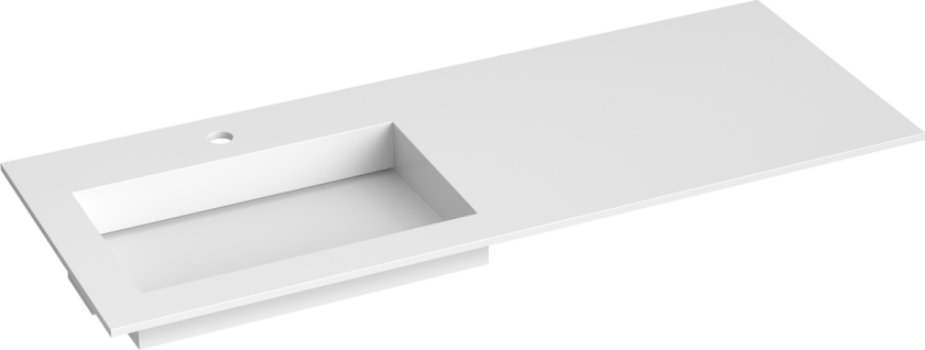 Corian Sidestilt Servant m/Flat bunn - Hvit Matt