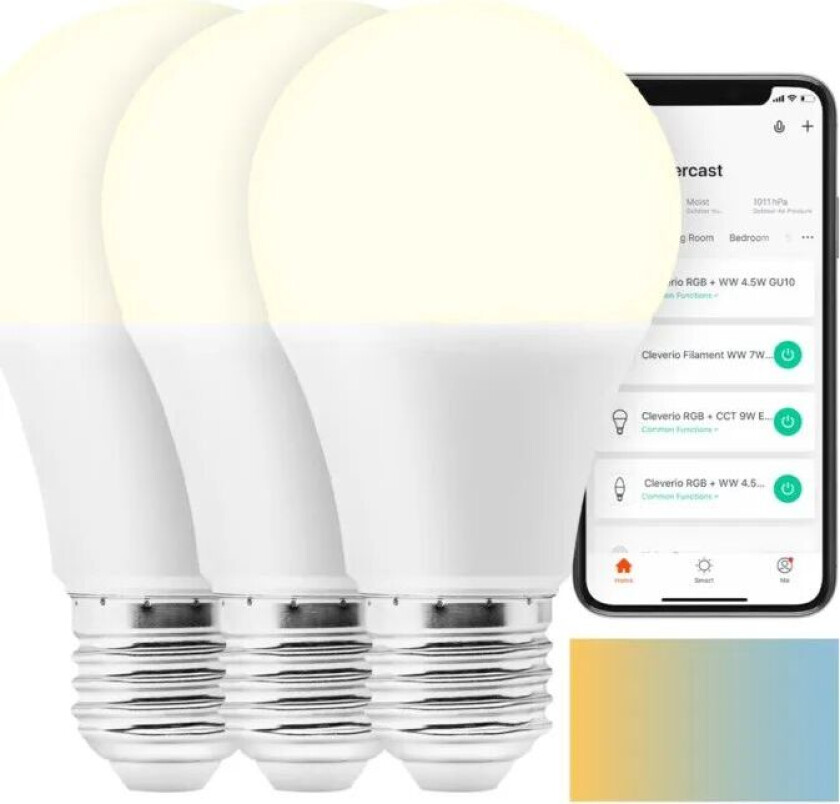 Smart E27 LED-pære 806 lm 3-pk.