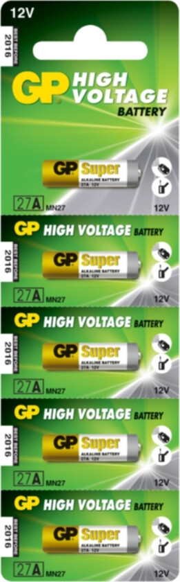 GP Alkaliske Spesialbatterier 12V, 27A, 5-pakk