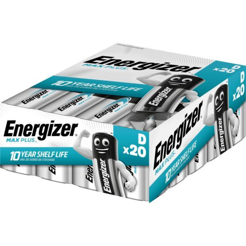 Max Plus Batteri alkalisk, D, 1,5 V, 20-pakning