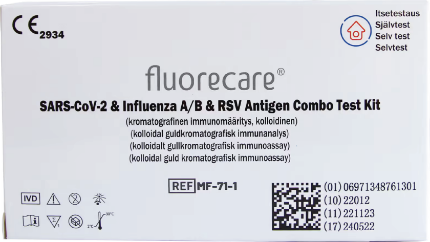 SARS-CoV-2 + Influensa A/B + RS-virus selvtest, 1 stk.