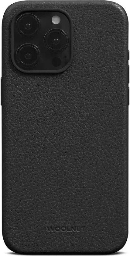 iPhone 15 Pro Max WOOLNUT Ekte Skinndeksel med Handlingsknapp - MagSafe-Kompatibel - Svart