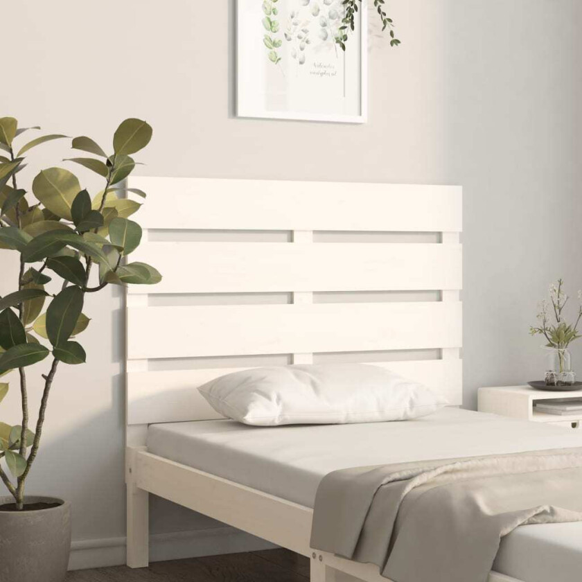 Sengegavl hvit 75x3x80 cm heltre furu
