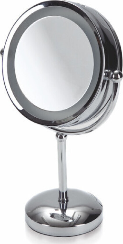 sminkespeil med lys, Ø22 cm, krom