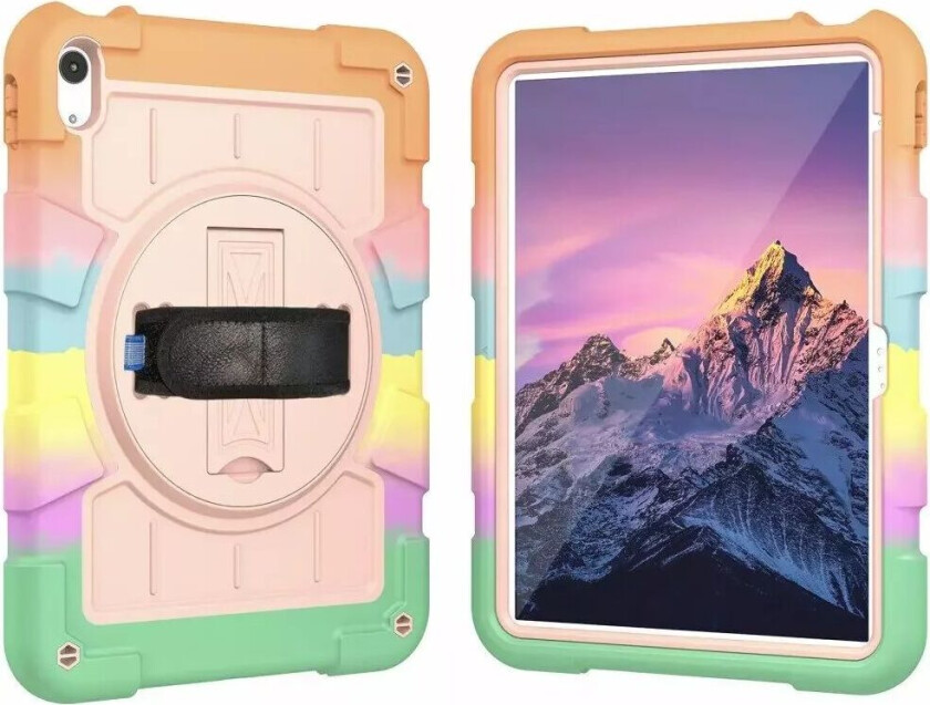 iPad 10.9" (2022) Håndverker Deksel m. Håndholder, Kickstand & Skulderrem - Rosa / Multi