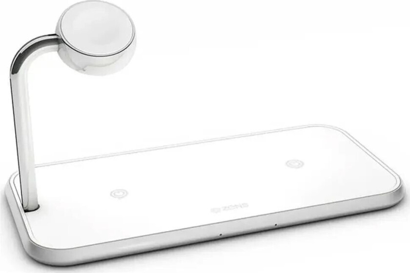 Triple Alu. Lader Qi Trådløs 20W (5W + 7,5W + 10W) Lader for iPhone og Apple Watch - Hvit