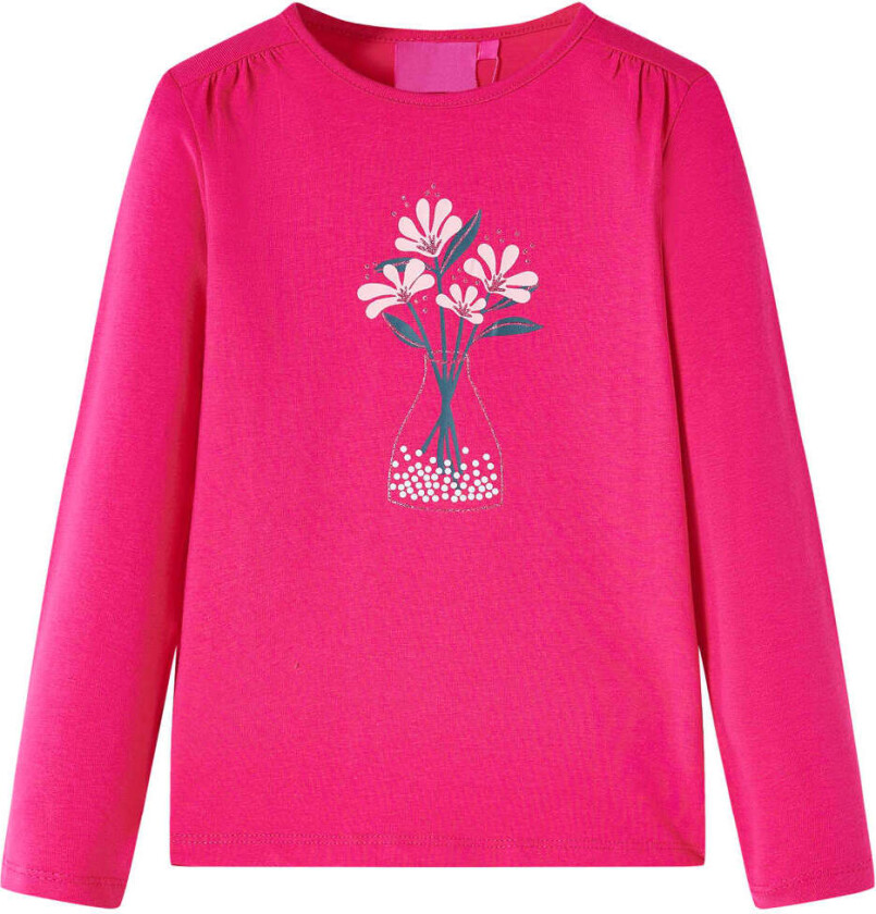 T-skjorte for barn med lange ermer knallrosa 116