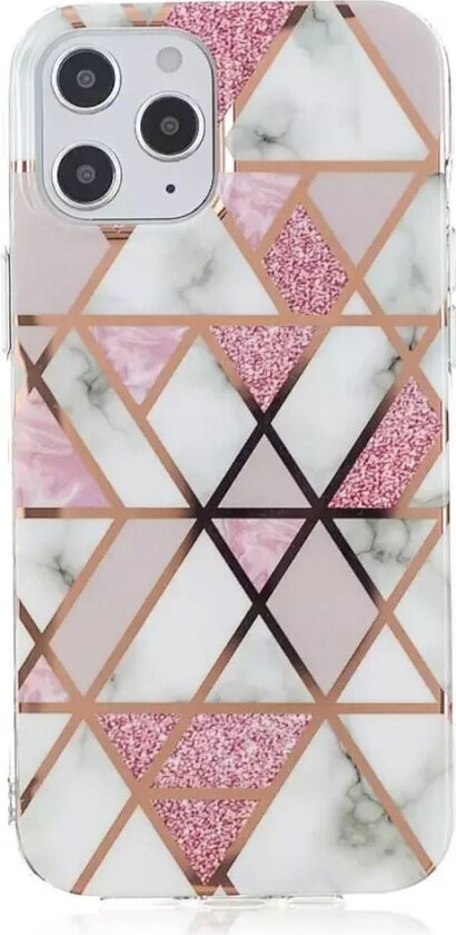 iPhone 12 / 12 Pro Plast Bakdeksel - Hvit / Rosa Marmor