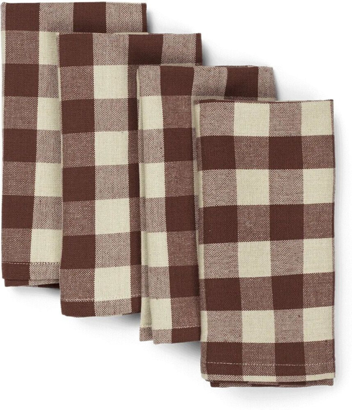 Bothy Check bomullserviett 40x40 cm 4-stk. Cinnamon-grey green