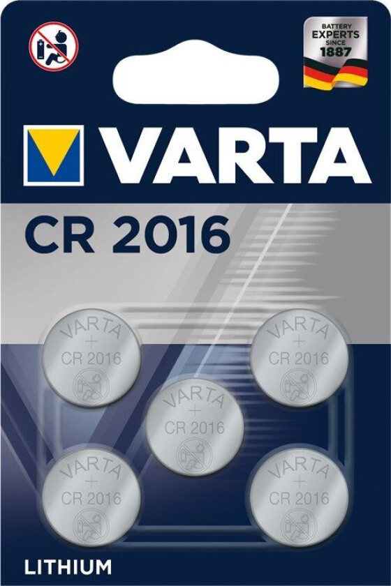 Varta CR2016 knappecellbatteri, 5 stk.