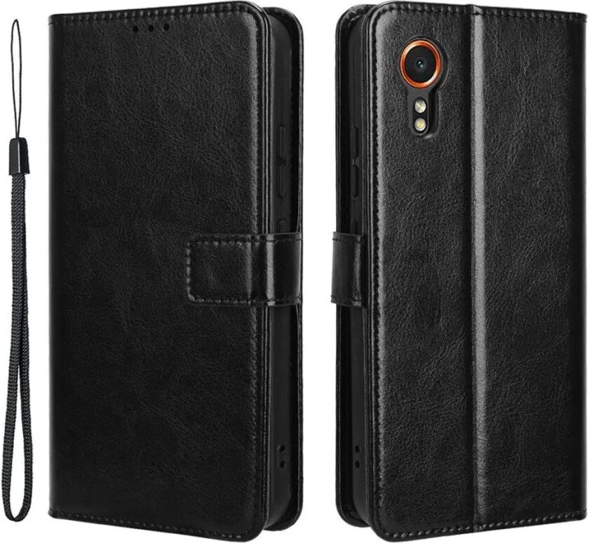Samsung Galaxy Xcover 7 Kunst Skinn Flip Deksel med Stativ & Lommebok - Svart