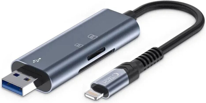 Bilde av Tech-Protect Ultraboost Minnekortleser SD-Kortadapter m. Lightning / USB-A / USB-C - Grå