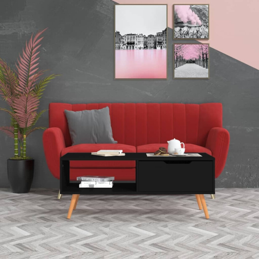 Salongbord svart 100x49,5x43 cm sponplate