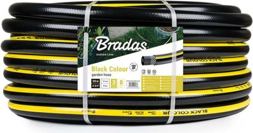 BRADAS Hageslange SVART FARGE 3/4" - 50m