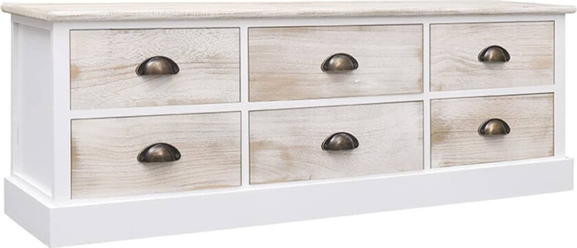 TV-benk hvit og lysebrun 108x30x40 cm heltre keisertre