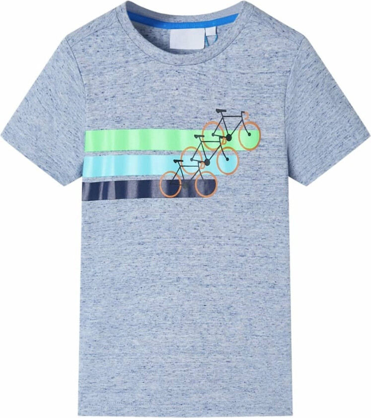 T-skjorte for barn med korte ermer blå melert 140