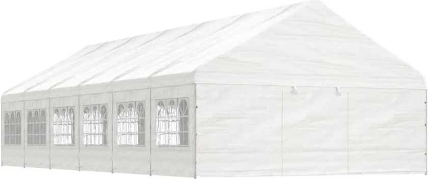 Paviljong med tak hvit 13,38x5,88x3,75 m polyetylen