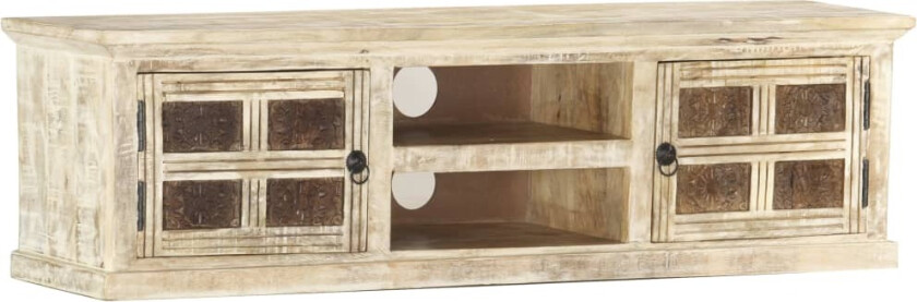 TV-benk hvit 130x30x36 cm heltre mango