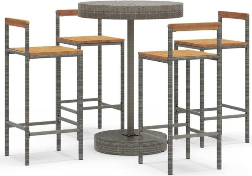 Hagebarsett 5 deler grå polyrotting og heltre akasie