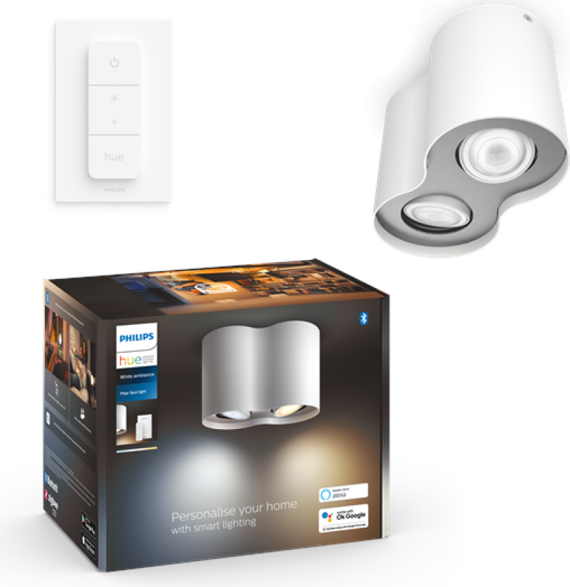 Hue Pillar Double Spotlight - Hvit - Med Dimmebryter