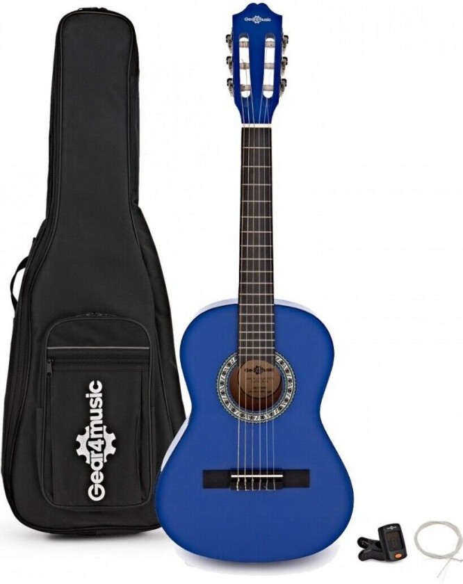 Gear4Music Junior 1/2 Klassisk Gitarpakke Dark Blue fra Gear4Music