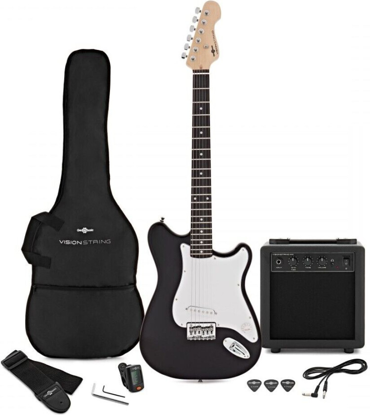 Gear4Music VISIONSTRING Elektrisk gitarpakke Svart
