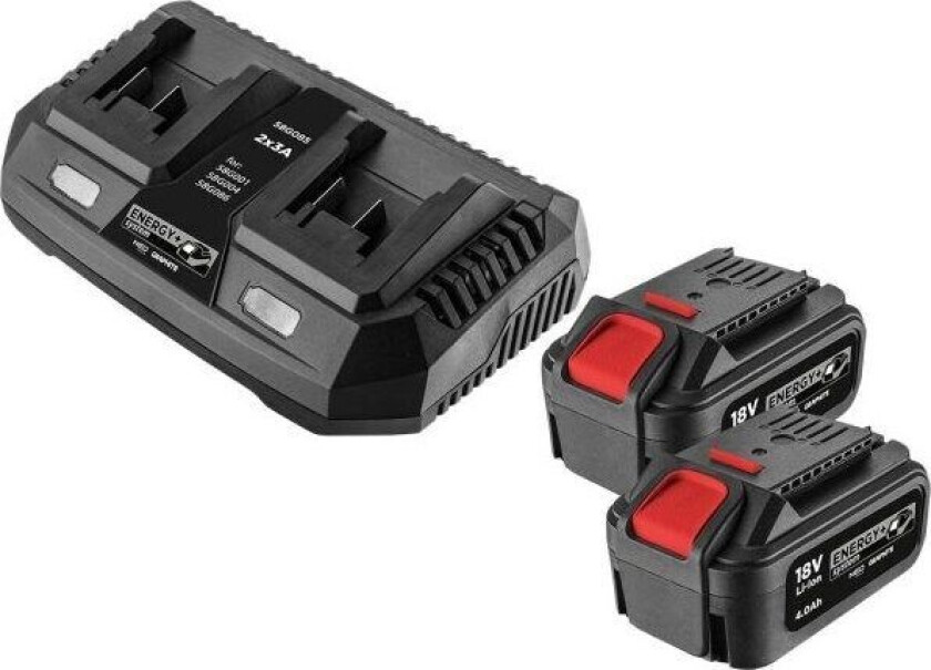 Energy+: 2x 4 Ah batterier med 58GE134 dobbel lader