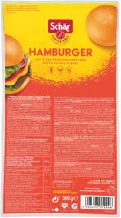 Hamburgerbrød glutenfri 4stk 300g Schar