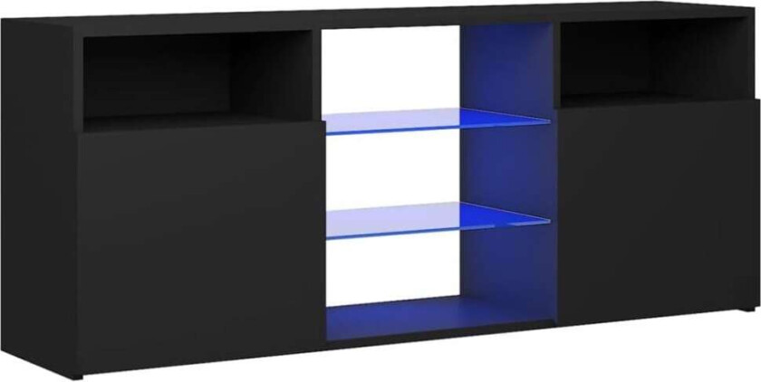 Bilde av TV-benk med LED-lys svart 120x30x50 cm