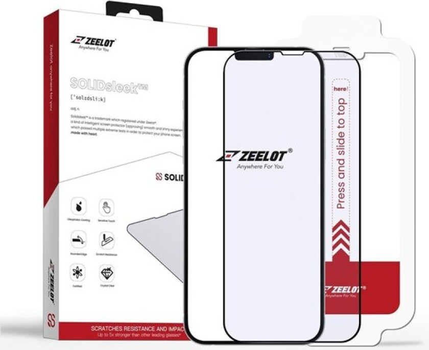 iPhone 13 / 13 Pro  SOLIDsleek Anti Blue Ray Skjermbeskytter med Installasjonssett- Case Friendly - Svart Kant