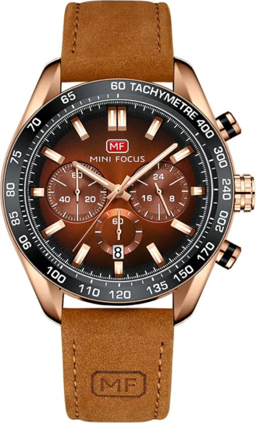 Chronograph - Kvarts - Rosegull - Herreklokker - Skinn - Mineral