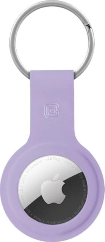 Crong silikonetui med nøkkelring - Beskyttende etui for Apple AirTag nøkkelring (lilla)