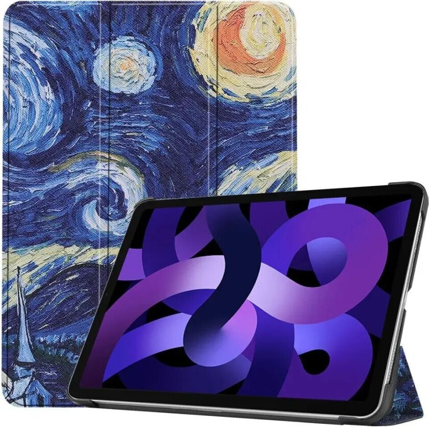 iPad Air 10.9" (2024) Tri-Fold Kunstskinn Flip Deksel m. Våkne / Sove Funksjon - Maleri