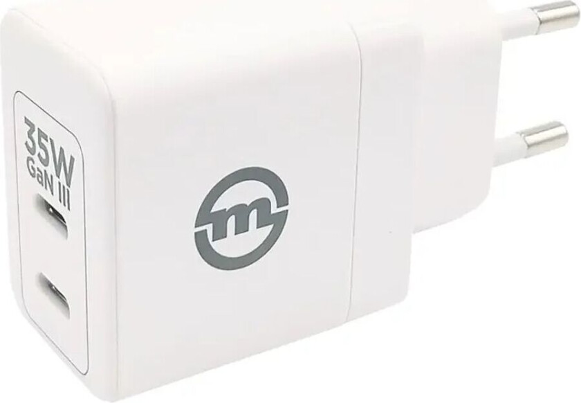 Mobile Origin 35W Super Charger GaN Vegglader med 2x USB-C - Hvit