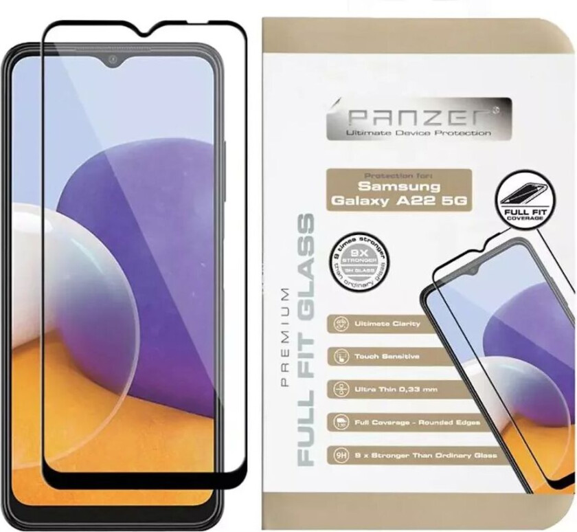 Full-Fit Premium Skjermbeskyttelse Galaxy A22 5g Svart Kant