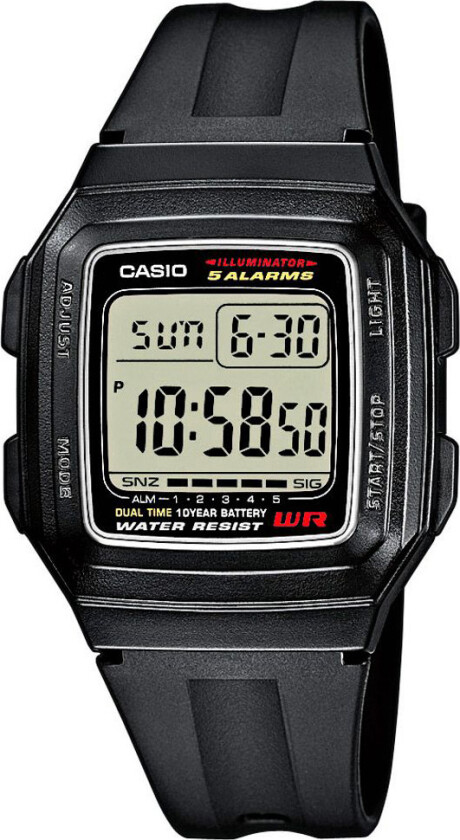 Classic F-201WA-1AEG - Digital - Sort - Unisex - Resin - Akryl