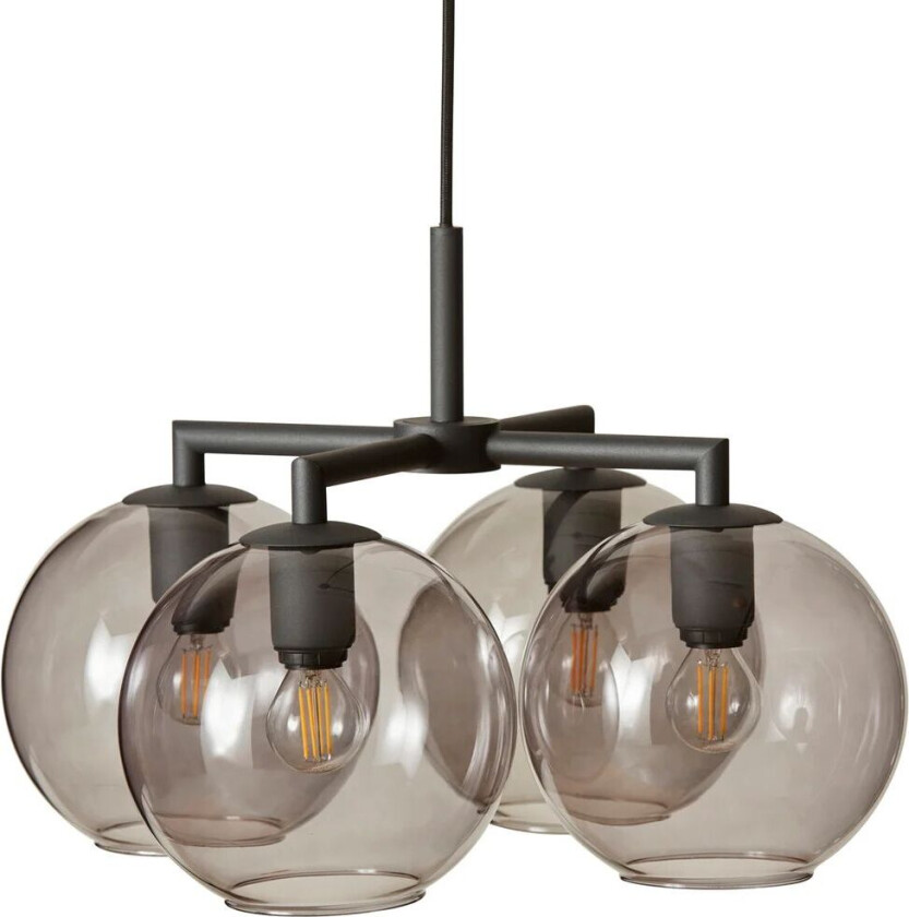 Ture pendel 30 cm Svart-røykfarget glass