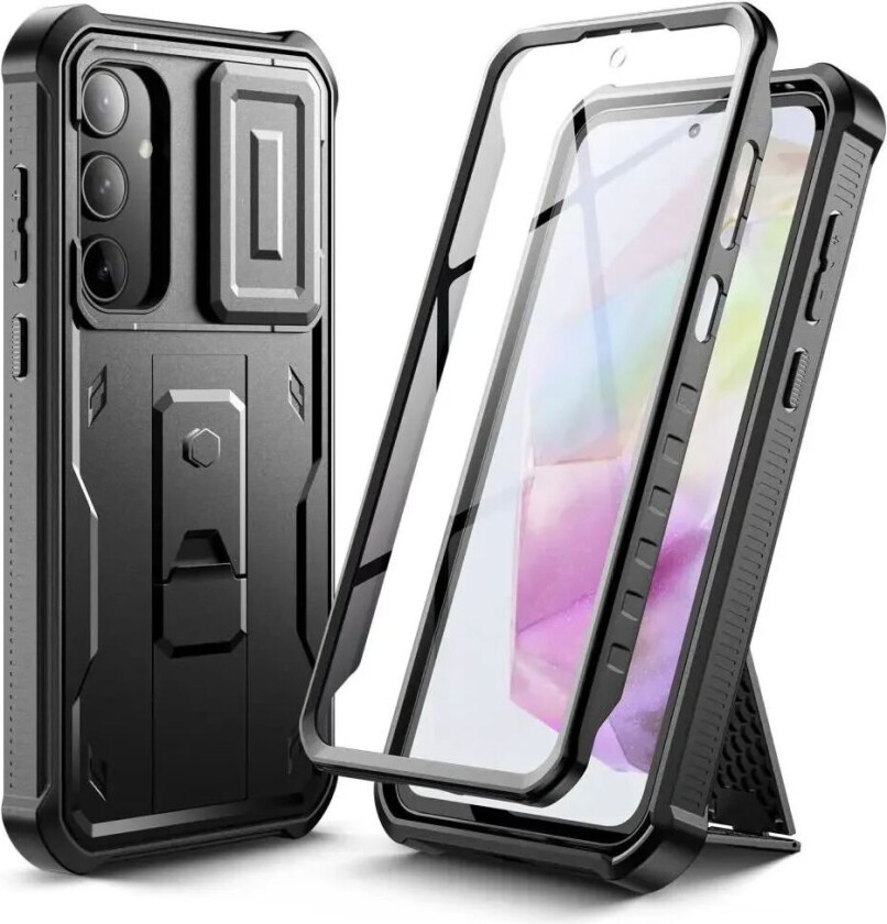 Samsung Galaxy A35 (5G) Tech-Protect Kevlar Pro Hardplast Deksel med Skjermbeskytter & Kickstand - Svart