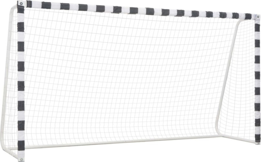 Fotballmål 300x160x90 cm metall svart og hvit