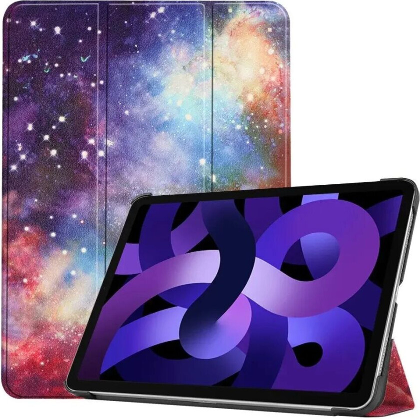 iPad Air 10.9" (2024) Tri-Fold Kunstskinn Flip Deksel m. Våkne / Sove Funksjon - Galaxy