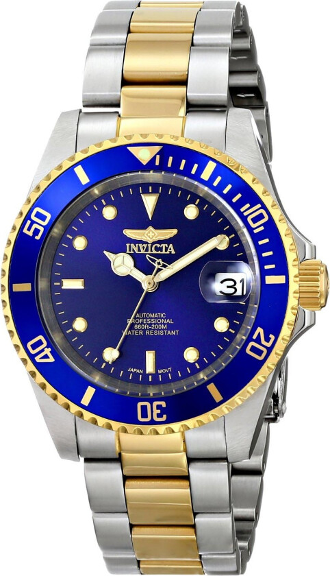 Pro Diver Gold Plated Automatic 8928OB - Automatisk - Blå Gull Sølv - Herreklokker - Rustfritt stål - ledd m/pin - Mineral