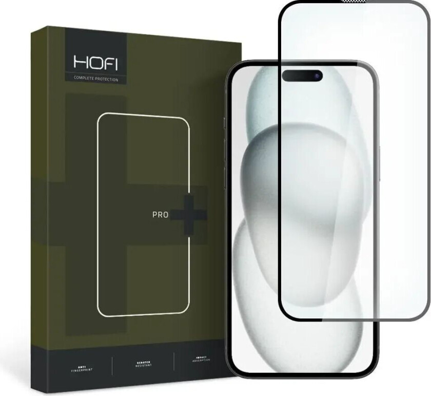 iPhone 15 Plus Hofi Glass Pro+ Skjermbeskytter - Case Friendly - Svart Kant