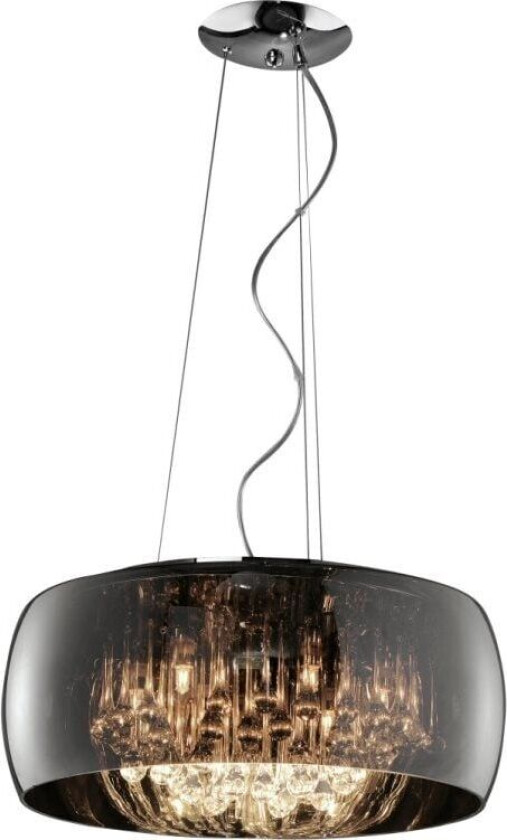 Trio Vapore pendant lamp, large, chrome and chrome/smoked glass, 6 x G9