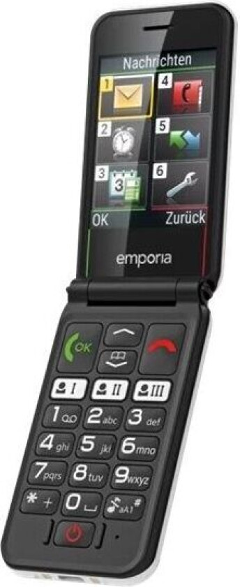 Emporia SIMPLICITYglam 7,11 cm (2.8") 102 g Sort, Hvit Seniortelefon