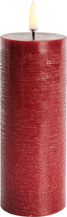 - LED pillar candle - Carmine red, Rustic - 5,8x15 cm (UL-PI-CR06015)