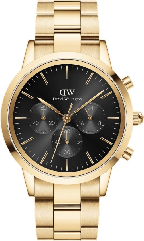 Iconic Onyx Chronograph DW00100641 - Kvarts - Gull - Herreklokker - Rustfritt stål - ledd m/pin - Mineral