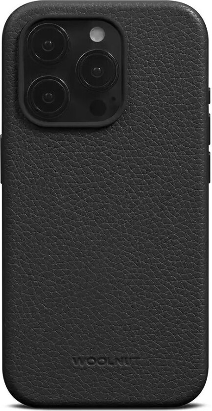 iPhone 15 Pro Woolnut Ekte Skinndeksel med Handlingsknapp - MagSafe-Kompatibel - Svart